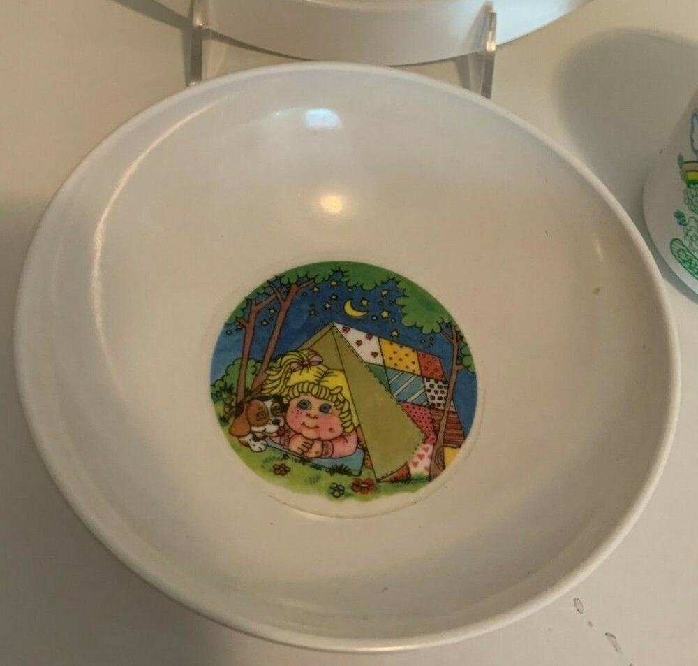 Cabbage Patch Kids Cereal Bowl OAA Cartoon Kids Camping Vintage 1986